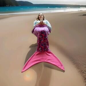 Justice Mermaid Tail Blanket Sac Sack Sleeping Bag Blue Teal Pink Purple scales